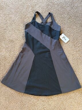 Zyia Gray Asym Tempo Dress cross back strap open back athletic 6199L.  Large